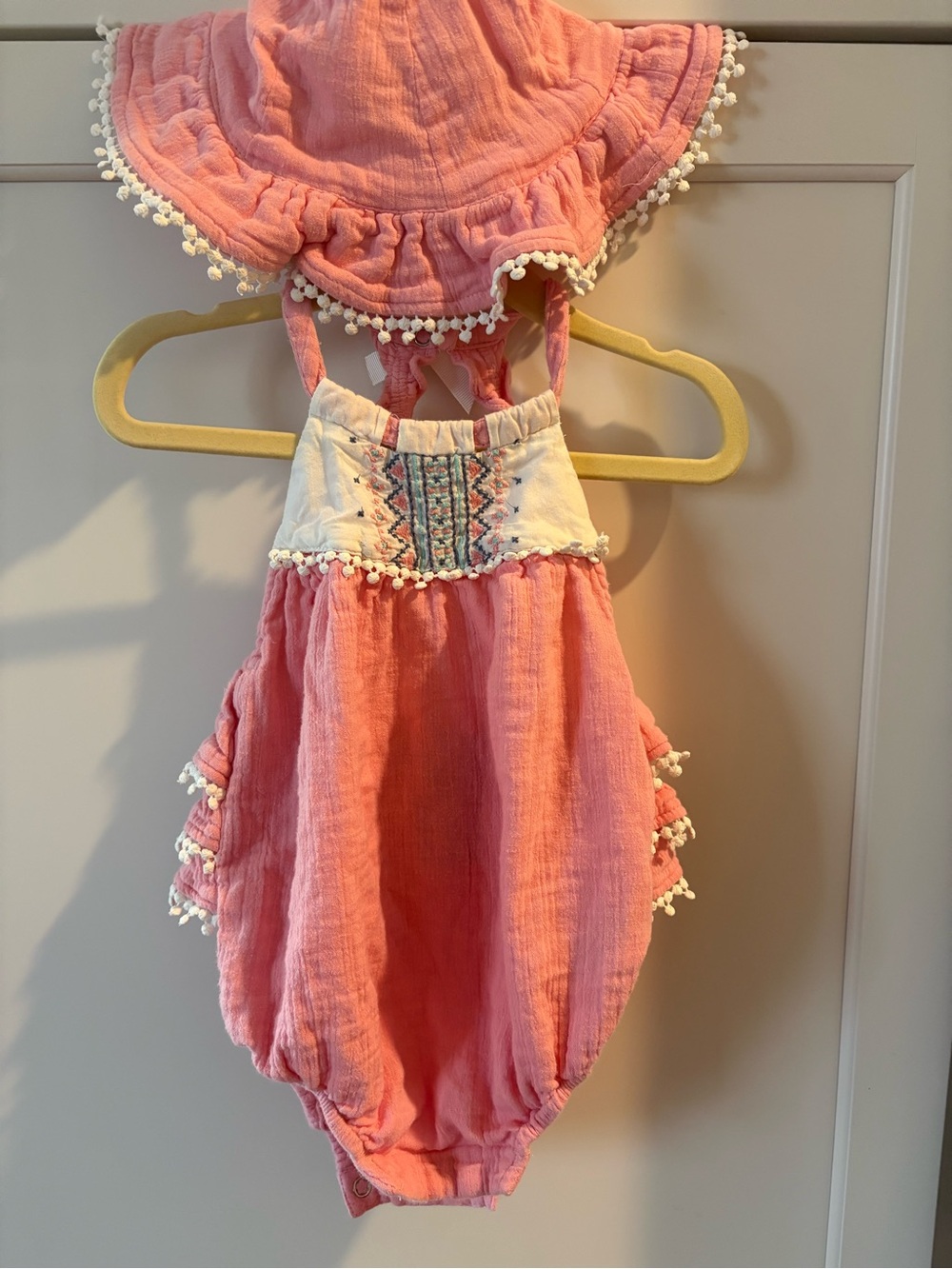 Cynthia Rowley Pink Pom Pom Romper with Sun Hat